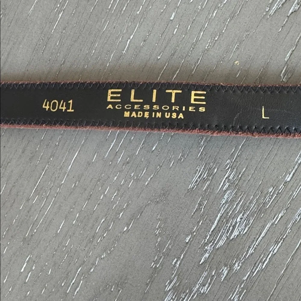 ELITE Accessories Fabric Leopard Print Belt Antiqued Gold Buckle Made in USA L